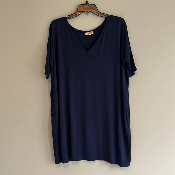 Navy Piko 1988 Short Sleeve Dress - Picture 1 of 4